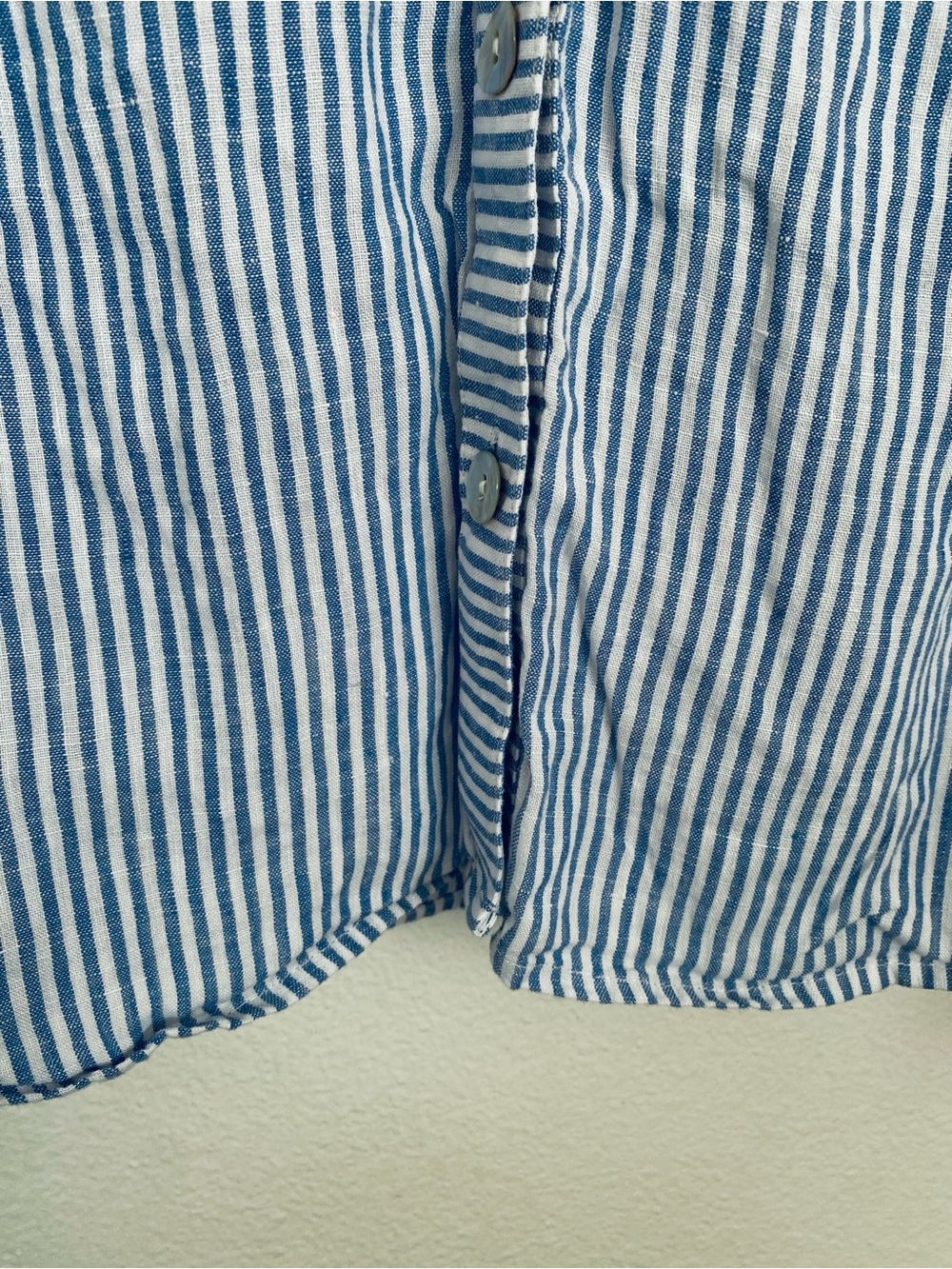 J. Jill Blue White Striped Linen Sleeveless Button Front Top Size 1X - Picture 4 of 13